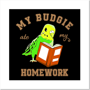 Birdie Brigade: My Budgie Ate My Homework Graphic Tee Posters and Art